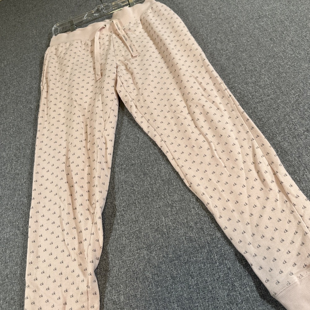 Calvin Klein Pajama Pants Womens Small Pink Logo Print Sleep Lounge PJ